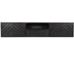 StarFurn Zwevend Tv-meubel New York - Zwart Hout - 160x35x33cm