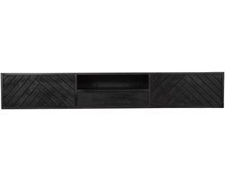 StarFurn Zwevend Tv-meubel New York - Zwart Hout - 200x35x33cm