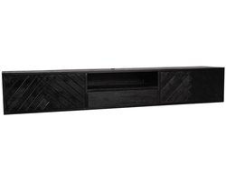 StarFurn Zwevend Tv-meubel New York - Zwart Hout - 240x35x33cm