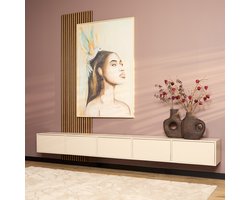 StarFurn Zwevend Tv-meubel Vision - Zandkleur Hout - 280x35x30cm