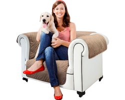 Starlyf Sofa Cover – Fauteuil – 58 x 190 cm – Bruin/wit - stoelhoes – bankbeschermer– zetelhoes – fauteuil beschermer