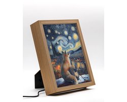 Starry Fox Van Gogh – 22×17 cm – Verlicht kunstwerk – LED licht portret nachtlampje – Dimbaar – Sfeerverlichting – Kinder Woon en Slaapkamer Wall Art Decor