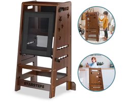 STARSTEPS® - Leertoren 3 in 1 - Learning tower - Leertoren Keukenhulp - Montessori Leertoren - Veiligheidsnet - Kindertrap - NL Handleiding