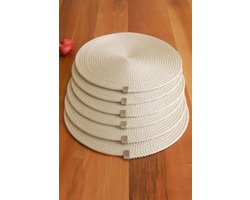 STAR&STER 6 stuks 32 x 32 Placemats crèmekleurige jute mat / Amerikaanse Service Lux presentatiebordmat
