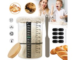 Startcontainer, Zuurdesem Starterkit, Herbruikbaar, Voor Het Bakken Van Brood, Zuurdesemstarterset in Een Glazen Pot Van 900 Ml.
