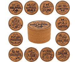 STARUBY 12-pack kurken onderzetters, kurken onderzetters voor drankjes, onderzetters voor salontafels, absorberend voor keuken- en eetkamerdecoratie, rond 10 cm diameter kantoor