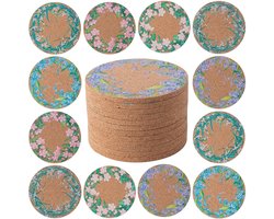 STARUBY 12-pack kurken onderzetters, kurken onderzetters voor drankjes, onderzetters voor salontafels, absorberende onderzetters voor keuken- en eetkamerdecoratie, ronde bloemenkrans met een diameter van 10 cm