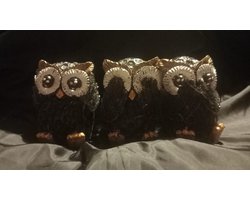 starwolf, lampjes uiltjes, horen zien en zwijgen, zwart/goud, geschenk, decoratie