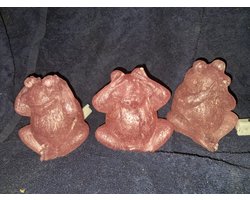 starwolf, set van 3 lampjes, kikkers horen zien en zwijgen, roze, geschenk, decoratie