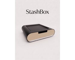 StashBox Bureau Organizer met Verborgen Bodem - Bureau Accessoires - 3D Geprint - Mat Zwart / Beige