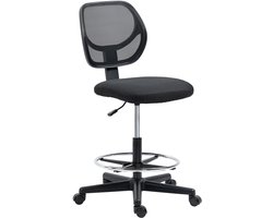 Stastoel - Ergonomisch In Hoogte Verstelbaar met Draaifunctie en Voetsteun - Kunststof - Zwart