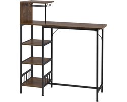 Statafel - Bartafel Keuken - Staantafel - Keukeneiland - Wijnrek - Barkast Stapelbaar- Wijnkast Staand - Barmeubel - Voor Binnen & Buiten - 130x38x117 Cm - Bruin