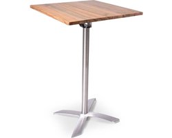 Statafel Bologna Hout 70 x 70 cm RVS onderstel