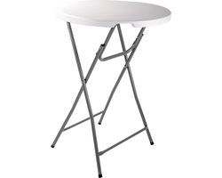 Statafel met Antislip Poten - Inklapbare Bartafel met 50 KG Draaggewicht - Partytafel met Stalen Frame - Staantafel ⌀ 80 x 110 cm - Wit