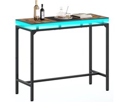 Statafel met zwevend effect en LED-verlichting in meerdere kleuren, industriële bartafel voor keuken, woonkamer, eetkamer of bar, zwart