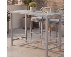 Statafel Metaal - Bartafel Tuin - Buiten Dineren - Verstelbare Voetkappen - 105 x 130 x 65 cm - Lichtgrijs