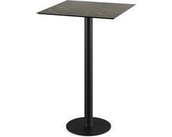 Statafel Midnight Marble Urban Zwart Frame HPL 70x70cm - Giga Meubel