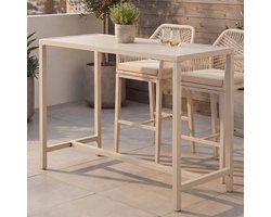Statafel Outdoor - Bartafel Tuin - Buiten Ontspannen - Verstelbare Voetkappen - 105x130x65 cm - Crème