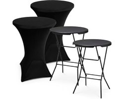 Statafel Set – 2x Statafel Ø80 cm incl. Zwarte Statafelrok – Inklapbaar – 110 cm Hoog – Cocktailtafel / Bartafel Rond