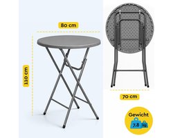 Statafel Set - Partytafel Bartafel - Evenementen Buiten - Inklapbaar Lichtgewicht - 80x110 Cm - Grijs