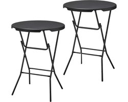 Statafel - Set van 2 - Zwart - ø80x110 cm - statafels - cocktailtafel - hoge staan tafel - staantafels - staantafel - partytafel