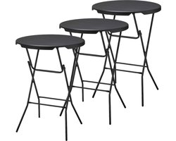 Statafel - Set van 3 - Zwart - ø80x110 cm - statafels - cocktailtafel - hoge staan tafel - staantafels - staantafel - partytafel
