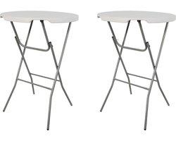Statafel - Tuintafel - Inklapbaar - Stalen Frame - Stevig En Stabiel - Inklapbaar -  Fraai Design - 2 Stuks - Horeca Statafels - Cocktail Tafel - Evenementen Tafel -  ∅ 80 Cm - Hoogte 110 Cm - Wit - Grijs