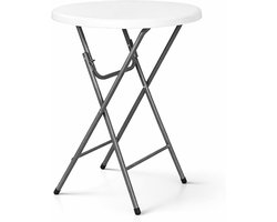 Statafel Wit Grijs - Partytafel Bartafel - Feestelijke Gelegenheden - Inklapbaar Direct Gebruik - Ø80 x 110 cm - Wit