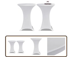 Statafelhoes Stretch - Ø80cm - Wit - 2 stuks Statafelhoeze - Statafelovertrek - Tafelkleden - Feestdekens - Wit
