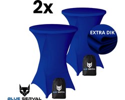 Statafelrok Blauw 2x – Extra Dik & Sterk – ∅80-85 x 110 cm – Tafelhoezen voor Statafel – Met Opbergtas – Partytafel Tafelrok – Luxe Stretch Stof - 2 stuks Statafelhoes - Sta Tafel Hoes - Staantafelhoes – Bruiloft - Feest & Decoratie - Blue Serval