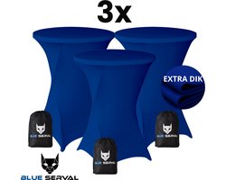 Statafelrok Blauw 3x – Extra Dik & Sterk – ∅80-85 x 110 cm – Tafelhoezen voor Statafel – Met Opbergtas – Partytafel Tafelrok – Luxe Stretch Stof - 3 stuks Statafelhoes - Sta Tafel Hoes - Staantafelhoes – Bruiloft - Feest & Decoratie - Blue Serval