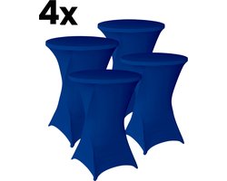 Statafelrok Blauw 4x – Extra dik & Sterk - ∅80-85 x 110 cm – Tafelhoezen voor Statafel – Partytafel Tafelrok – Stretch 4 stuks Statafelhoes - Sta Tafel Hoes - Staantafelhoes – Trouwerij - Rebuust en weerbestendig – Cocktailparty