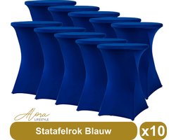 Statafelrok Blauw 80 cm per 10 - tafelrok voor statafel - Statafelhoes - Bruiloft - Cocktailparty - Stretch Rok - Set van 10