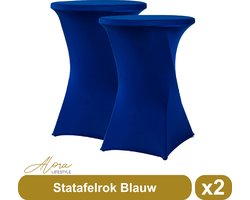 Statafelrok Blauw 80 cm per 2 - tafelrok voor statafel - Statafelhoes - Bruiloft - Cocktailparty - Stretch Rok - Set van 2