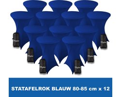 Statafelrok Blauw x 12 – 2 jaar garantie met Opbergtas - ∅ 80-85 x 110 cm - Statafelhoes - Luxe Extra Dikke Stretch Sta Tafelrok voor Statafel – Kras- en Kreukvrije Hoes