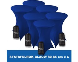 Statafelrok Blauw x 6 – 2 jaar garantie met Opbergtas - ∅ 80-85 x 110 cm - Statafelhoes - Luxe Extra Dikke Stretch Sta Tafelrok voor Statafel – Kras- en Kreukvrije Hoes