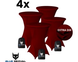 Statafelrok Bordeaux Rood 4x – Extra Dik & Sterk – ∅80-85 x 110 cm – Tafelhoezen voor Statafel – Opbergtas – Partytafel Tafelrok – Luxe Stretch Stof - 4 stuks Statafelhoes - Sta Tafel Hoes - Staantafelhoes – Bruiloft - Feest & Decoratie - Blue Serval