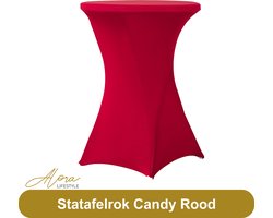 Statafelrok candy rood 80 cm - partytafel - tafelrok voor statafel - Statafelhoes - Bruiloft - Cocktailparty - Stretch Rok