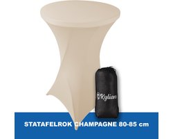 Statafelrok Champagne – 2 jaar garantie met Opbergtas - ∅ 80-85 x 110 cm - Statafelhoes met Draagtas - Luxe Extra Dikke Stretch Sta Tafelrok voor Statafel – Kras- en Kreukvrije Hoes