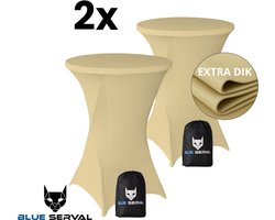 Statafelrok Champagne 2x – Extra Dik & Sterk – ∅80-85 x 110 cm – Tafelhoezen voor Statafel – Met Opbergtas – Partytafel Tafelrok – Luxe Stretch Stof - 2 stuks Statafelhoes - Sta Tafel Hoes - Staantafelhoes – Bruiloft - Feest & Decoratie - Blue Serval
