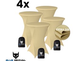 Statafelrok Champagne 4x – Extra Dik & Sterk – ∅80-85 x 110 cm – Tafelhoezen voor Statafel – Met Opbergtas – Partytafel Tafelrok – Luxe Stretch Stof - 4 stuks Statafelhoes - Sta Tafel Hoes - Staantafelhoes – Bruiloft - Feest & Decoratie - Blue Serval