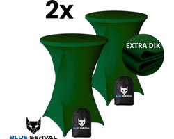 Statafelrok Donker Groen 2x – Extra Dik & Sterk – ∅80-85 x 110 cm – Tafelhoezen voor Statafel – Opbergtas – Partytafel Tafelrok – Luxe Stretch Stof - 2 stuks Statafelhoes - Sta Tafel Hoes - Staantafelhoes – Bruiloft - Feest & Decoratie - Blue Serval