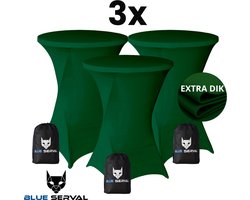 Statafelrok Donker Groen 3x – Extra Dik & Sterk – ∅80-85 x 110 cm – Tafelhoezen voor Statafel – Opbergtas – Partytafel Tafelrok – Luxe Stretch Stof - 3 stuks Statafelhoes - Sta Tafel Hoes - Staantafelhoes – Bruiloft - Feest & Decoratie - Blue Serval
