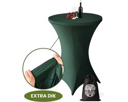Statafelrok Donker Groen x 1 – ∅80-85 x 110 cm – Luxe Extra Dikke Stretch Stof – Inclusief Opbergtas – Kras- en Kreukvrije Statafelhoes – Perfect voor Horeca, Bruiloften en Feesten