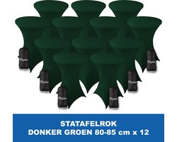 Statafelrok Donker Groen x 12 – 2 jaar garantie met Opbergtas - ∅ 80-85 x 110 cm - Statafelhoes - Luxe Extra Dikke Stretch Sta Tafelrok voor Statafel – Kras- en Kreukvrije Hoes