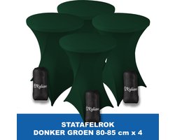 Statafelrok Donker Groen x 4 – 2 jaar garantie met Opbergtas - ∅ 80-85 x 110 cm - Statafelhoes - Luxe Extra Dikke Stretch Sta Tafelrok voor Statafel – Kras- en Kreukvrije Hoes
