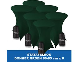 Statafelrok Donker Groen x 6 – 2 jaar garantie met Opbergtas - ∅ 80-85 x 110 cm - Statafelhoes - Luxe Extra Dikke Stretch Sta Tafelrok voor Statafel – Kras- en Kreukvrije Hoes