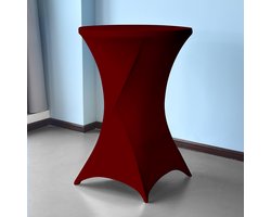 Statafelrok Donker Rood – 2 jaar garantie met Opbergtas - ∅ 80-85 x 110 cm - Statafelhoes - Luxe Extra Dikke Stretch Sta Tafelrok voor Statafel – Kras- en Kreukvrije Hoes - Kylians