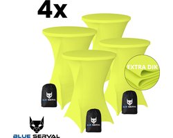 Statafelrok Geel 4x – Extra Dik & Sterk – ∅80-85 x 110 cm – Tafelhoezen voor Statafel – Met Opbergtas – Partytafel Tafelrok – Luxe Stretch Stof - 4 stuks Statafelhoes - Sta Tafel Hoes - Staantafelhoes – Bruiloft - Feest & Decoratie - Blue Serval