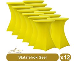 Statafelrok geel 80 cm - per 12 - partytafel - tafelrok voor statafel - Statafelhoes - Bruiloft - Cocktailparty - Stretch Rok - Set van 12